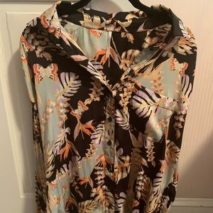 Free People Satin Floral Blouse